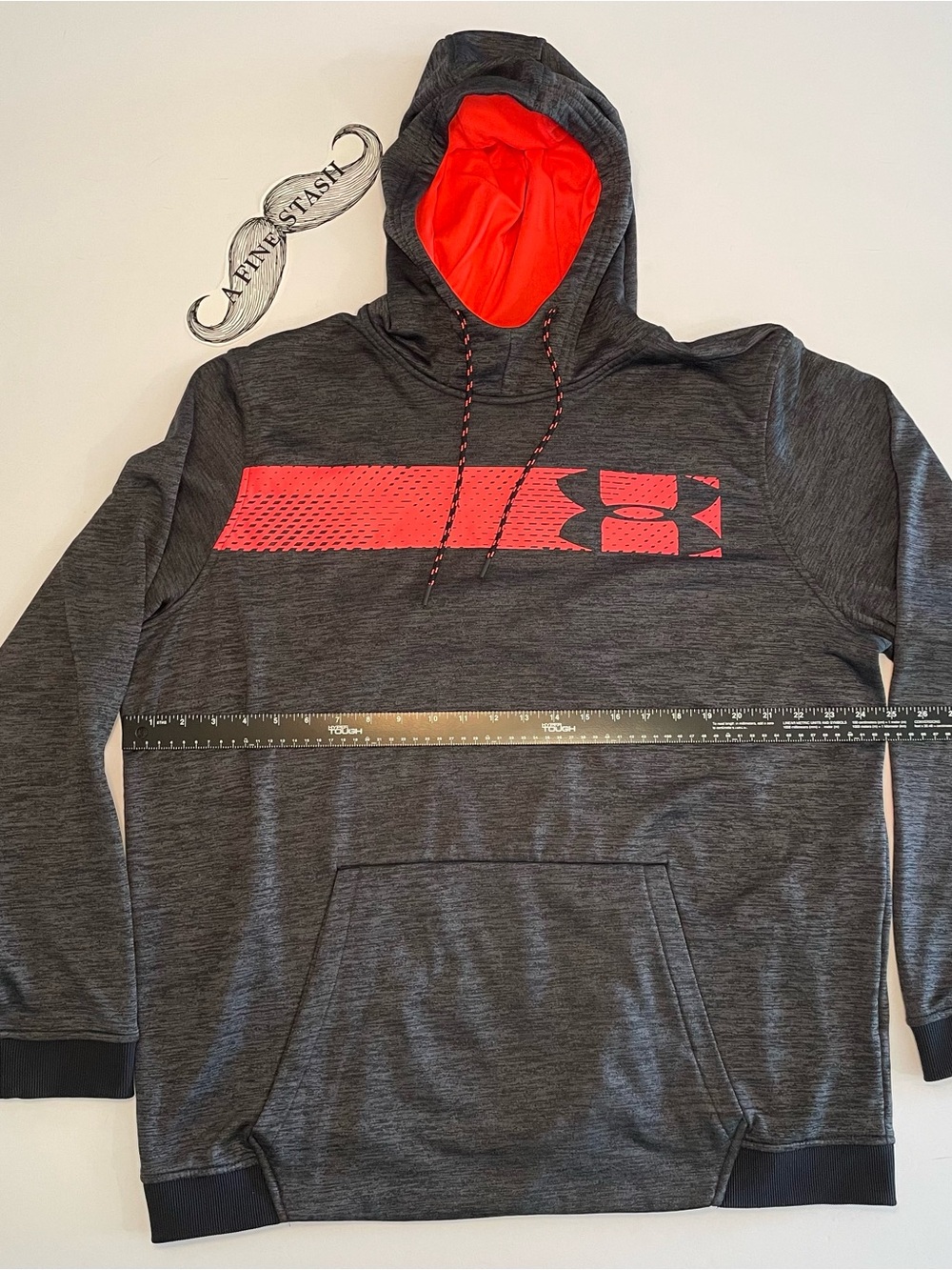 Under Armour Men’s Heather Charcoal Hoodie with Red Interior